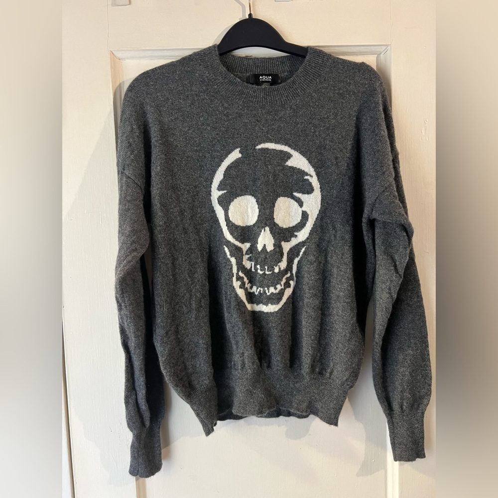 Aqua Skull Intarsia Cashmere Sweater XS - Picture 2 of 7